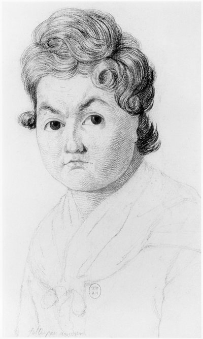 Mujer loca por amor, ilustración de un tratado inédito de Jean Etienne Dominique Esquirol sobre los lunáticos del asilo de Salpetriere, c.1818 de Georges Francois Gabriel