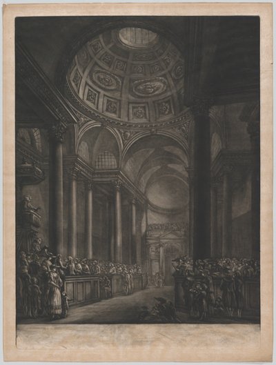 Vista del interior de St. Stephens Walbrook, hecho a partir del dibujo en su Majestad..., ca. 1767. de Georges François Blondel