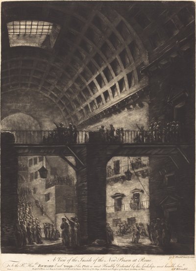 Vista del Interior de la Nueva Prisión en Roma de Georges François Blondel