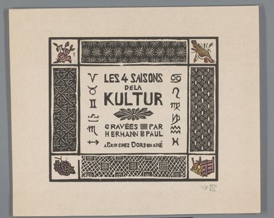 Portada para cuatro grabados de los horrores de la Primera Guerra Mundial Les 4 saisons dela kultur (título de serie en objeto) de Georges Hermann Rene Paul