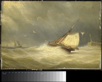 Mar agitado con barcos de vela de Georges Johannes Hoffmann