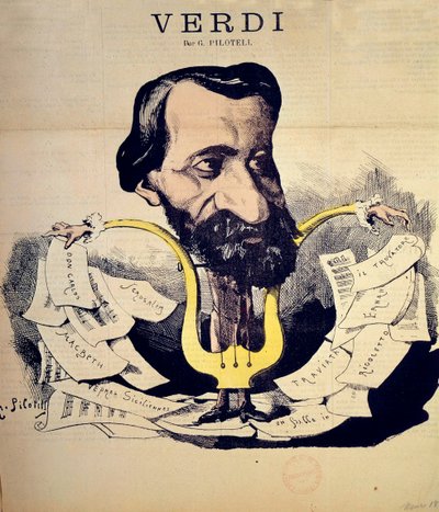 Caricatura del compositor Giuseppe Verdi por Pilotell de Georges Labadie Pilotell