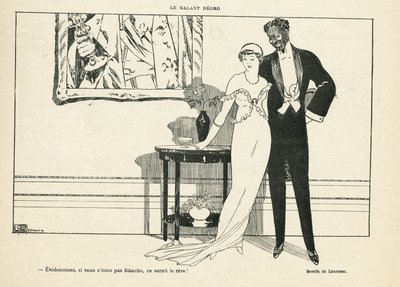 Ilustración de Georges Leonnec (1881-1940) en Le Lire, 20/07/12 - Le galant negro - Amour, Xenofobia - Negro de Georges Leonnec