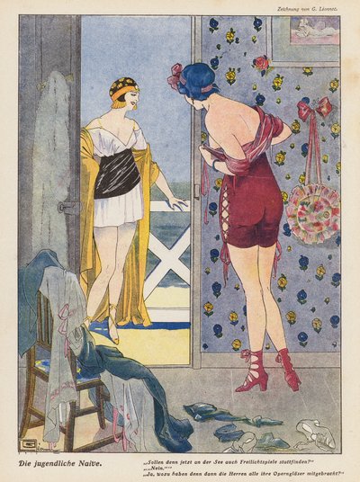 La joven ingenua (litografia en color) de Georges Leonnec
