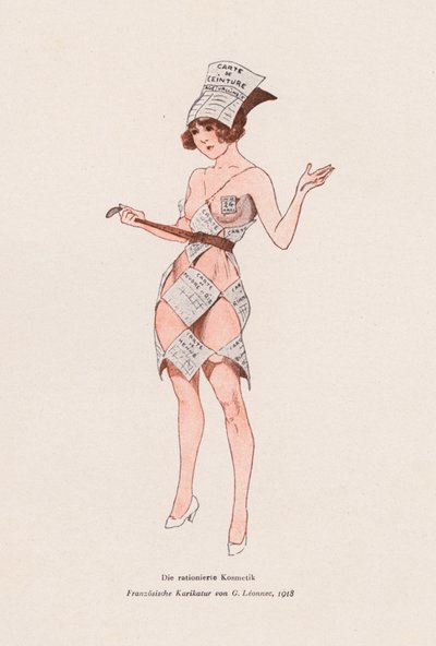 Mujer vestida con cupones de racionamiento de Georges Leonnec