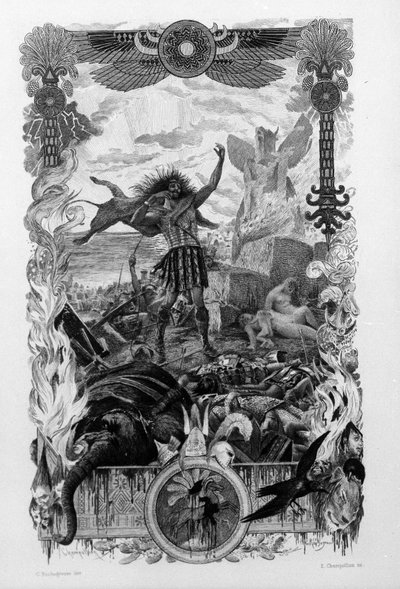 Ilustración de Georges Antoine Rochegrosse (1859-1938) para la novela “Salambó” de Gustave Flaubert, ambientada en la guerra de los mercenarios en la época de la primera guerra púnica (246-241 a.C.) entre romanos y cartagineses de Georges Marie Rochegrosse