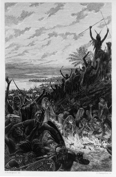 Ilustración de Georges Antoine Rochegrosse (1859-1938) para la novela “Salambó” de Gustave Flaubert, enmarcada en la guerra de mercenarios en la época de la Primera Guerra Púnica (246-241 a.C.) entre romanos y cartagineses de Georges Marie Rochegrosse