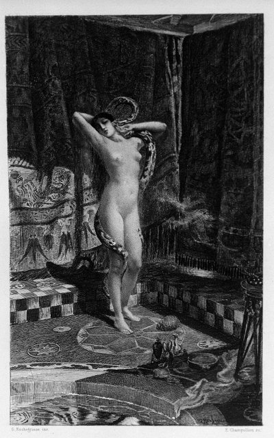Salambó, hija de Amílcar Barca. Ilustración de Georges Antoine Rochegrosse (1859-1938) para la novela “Salambó” de Gustave Flaubert, enmarcada en la guerra de mercenarios en la época de la Primera Guerra Púnica (246-241 a.C.) entre romanos y cartagineses de Georges Marie Rochegrosse