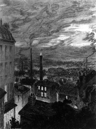 Vista de París, ilustración de "Pinturas parisinas" de Charles Baudelaire de Georges Marie Rochegrosse