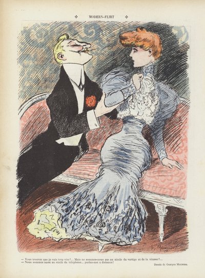 Coqueteo moderno. Ilustración para Le Rire de Georges Meunier
