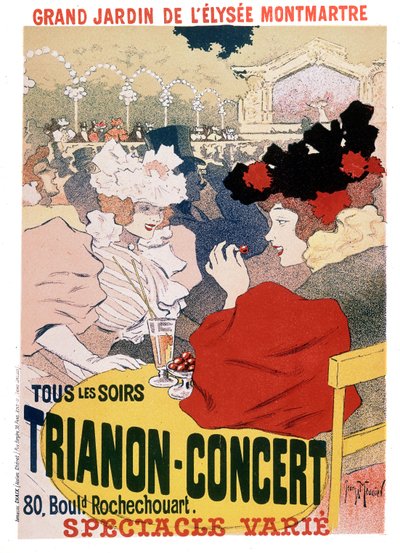 Póster para los espectáculos en el concierto Trianon en el jardín del cabaret parisino Elysee Montmartre, c.1900 de Georges Meunier