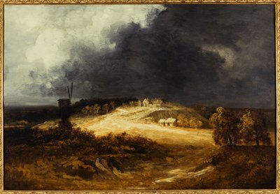 Moulins à Montmartre, hacia 1830 (óleo sobre papel, montado sobre lienzo) de Georges Michel
