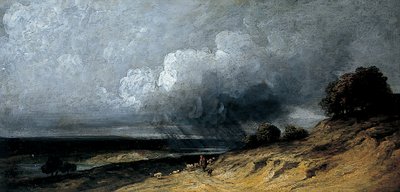 Tormenta sobre Montmartre, c.1763 - 1843 (óleo sobre papel) de Georges Michel