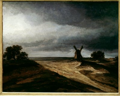 Los alrededores de Montmartre Paisaje parisino con molino. Pintura de Georges Michel (1763-1843) de Georges Michel