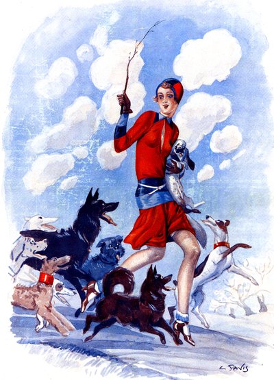 Bribona de primavera, la niña de mamá en peligro - ilustración de la Vie Parisienne de Georges Pavis