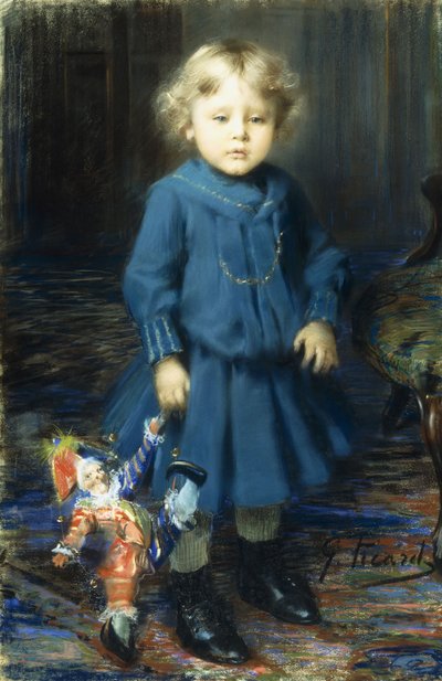 Retrato de un niño con una muñeca de Georges Picard