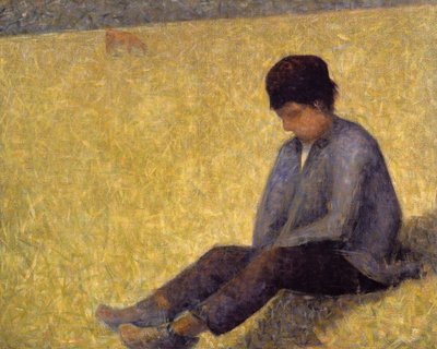 Niño sentado en la hierba, c.1882 (óleo sobre lienzo de Georges Pierre Seurat