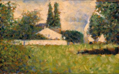 Casa entre los árboles / Maison dans les Arbres, c.1883 (óleo sobre tabla) de Georges Pierre Seurat