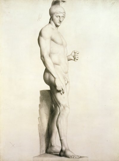 Perfil de una escultura de un Guerrero con Casco de Georges Pierre Seurat