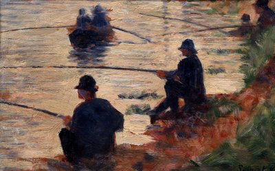 Los pescadores en el Estudio para la gran jatte de Georges Pierre Seurat