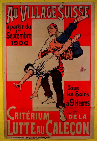 Cartel publicitario de competiciones de lucha en el Pueblo Suizo, 1900 de Georges Redon