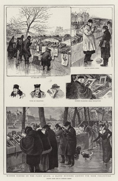 Escenas de Invierno en los Quais de París, un Terreno de Caza Feliz para los Coleccionistas de Libros de Georges Redon