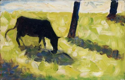 Vaca negra en un prado de Georges Seurat
