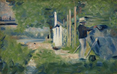 Hombre pintando su barco, c.1883 de Georges Seurat