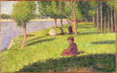 Figuras sentadas, estudio para Un domingo por la tarde en la isla de La Grande Jatte (detalle) de Georges Seurat