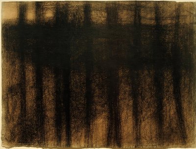 Troncos de árboles reflejados en el agua de Georges Seurat