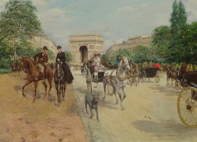 Jinetes y carruajes en la Avenida du Bois, 1910 de Georges Stein
