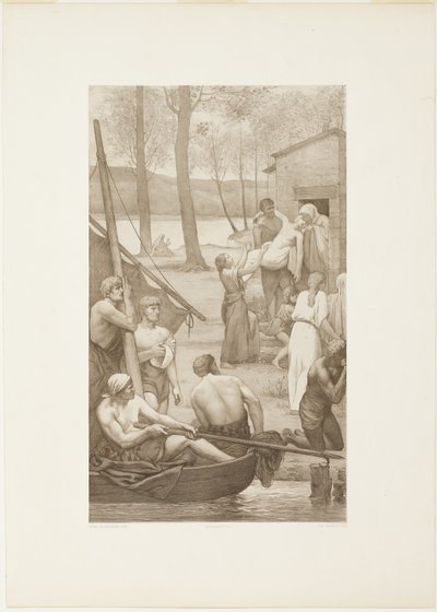 Vida pastoral de Santa Genoveva (panel izquierdo) de Georges William Thornley