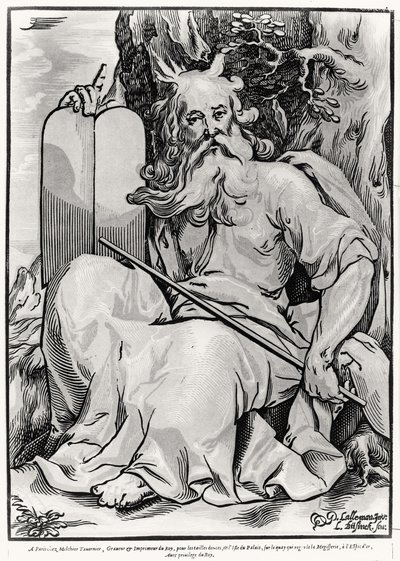 Moisés, grabado por Ludwig Businck (c.1590-después de 1630) de Georges after Lallemand