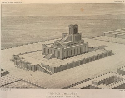 Reconstrucción de un Templo Caldeo. Grabado de Georges Perrot (1832-1914) y Charles Chipiez (1835-1901), Histoire de l