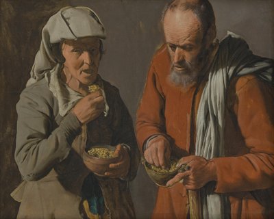 Pareja de campesinos comiendo guisantes de Georges de La Tour