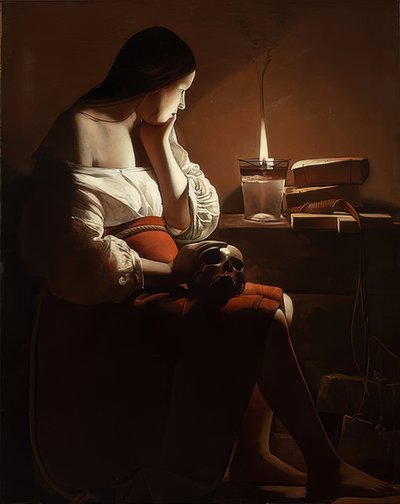 María Magdalena con llama humeante. Alrededor de 1638-40 de Georges de La Tour