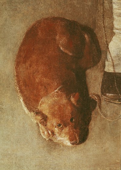 El jugador de zanfona con su perro, c.1620 (detalle) de Georges de La Tour