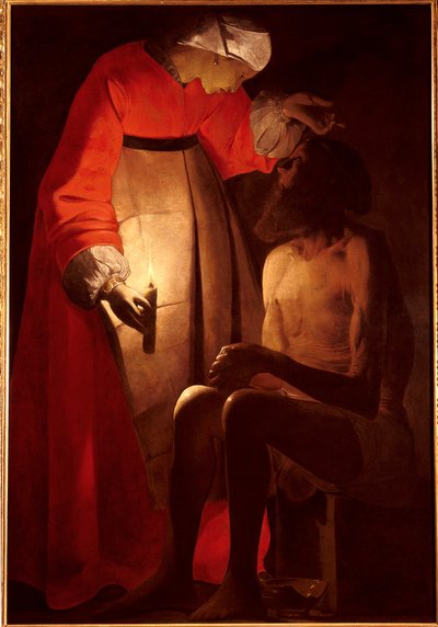 Job es reprendido por su esposa. Pintura de Georges De La Tour (1593-1652) de Georges de La Tour