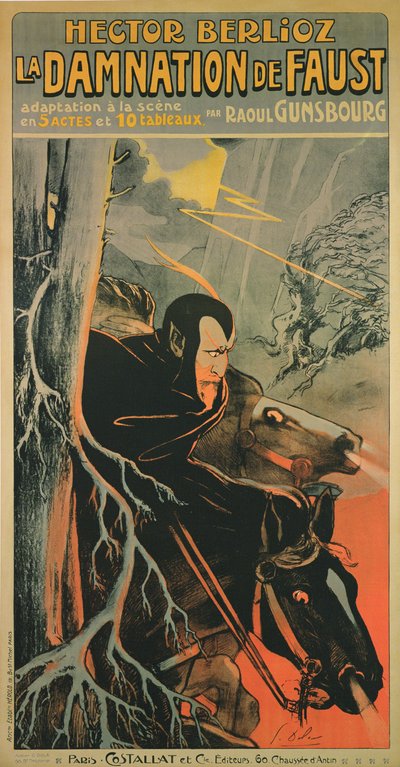 Cartel que anuncia una producción en París de "La Damnation de Faust" de Hector Berlioz, c.1910 (litografía en color) de Georges pseudonym of Edmond Vernier Dola