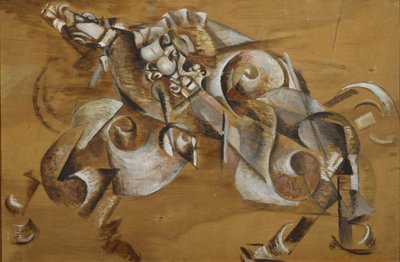 León atacando a un Caballo, 1917-1918 de Georgy Bogdanovich Yakulov