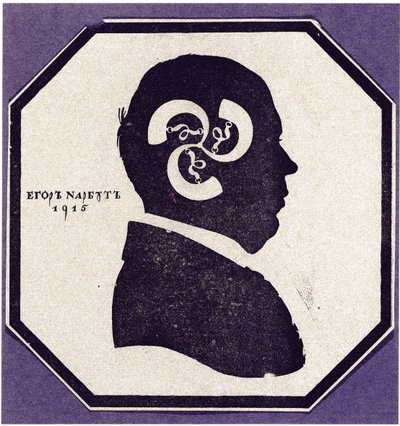 Autorretrato. Silueta con los elementos del escudo de la familia Narbut de Georgi Ivanovich Narbut