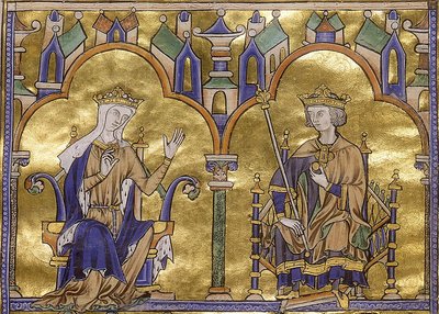 Blanca de Castilla y el rey Luis IX de Francia, de la Biblia Moralizada de San Luis de Toledo, hacia 1227-1234 de Georgia Levan Ramishvili from Tbilisi
