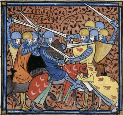 Ebroin derrotando a los Austrasianos, de Les Grandes chroniques de France, Royal 16 G VI f.114v, c. 1332-1350 (22528516520) de Georgia Levan Ramishvili from Tbilisi