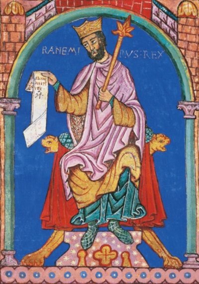 Rey Ramiro II de León, miniatura del Índice de Privilegios Reales, España Siglo XII (21404317065) de Georgia Levan Ramishvili from Tbilisi