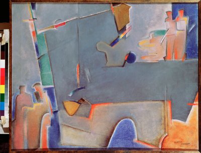 La grúa de elevación - pintura de Georgi Avgustovich Stenberg (1900-1933), óleo sobre lienzo de Georgii Avgustovich Stenberg