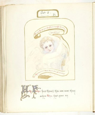 Sin título [querubín y texto religioso], 1855-68 de Georgina Cowper
