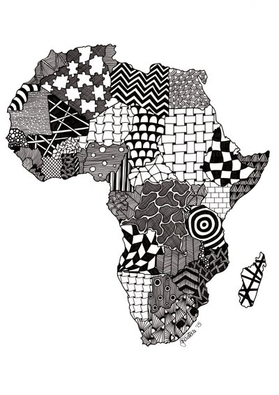 África, 2015 (tinta sobre cartulina) de Georgina Naisbitt