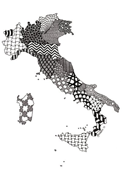 Italia, 2015 (tinta sobre cartulina) de Georgina Naisbitt