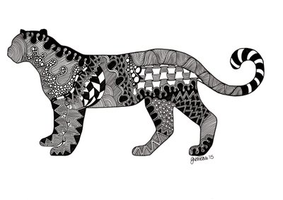 El leopardo, 2015 (tinta sobre cartulina) de Georgina Naisbitt