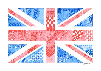 Union Jack, 2015 (tinta sobre cartulina) de Georgina Naisbitt